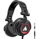 MAONO MH501 Over Ear Closed Back Studio Monitor Headphone with 50MM Drivers | Pro Wired PC Headset with Non-Detachable 1/4 inch to 3.5mm Jack for Podcast Recording Stream DJ Mixing Piano Guitar Amp Music