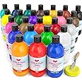 Smallbudi 25 Colors Large Acrylic Paint Set (16.9 oz,500 ml), Bulk Acrylic Paint Non-Toxic Art Painting Supplies on Multi Surface Canvas Wood Craft Fabric Rock for Artist Beginner with Color Wheel