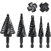 ZELCAN 5PCS Titanium HSS Step Drill Bit Set, 50 Sizes, 1/8" to 1-3/8" | 5PCS 50 Sizes 1/8" to 1-3/8"