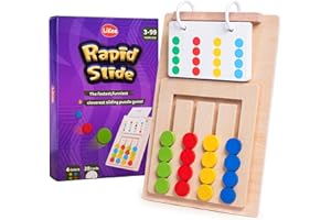 LiKee Slide Puzzle Color Sorting Matching Toys, Airplane Car Travel Busy Board for Toddler No-Lose-Parts and Portable, Montessori Wooden Educational Toys Board Games for Kids Boys Girls 3+ Years Old