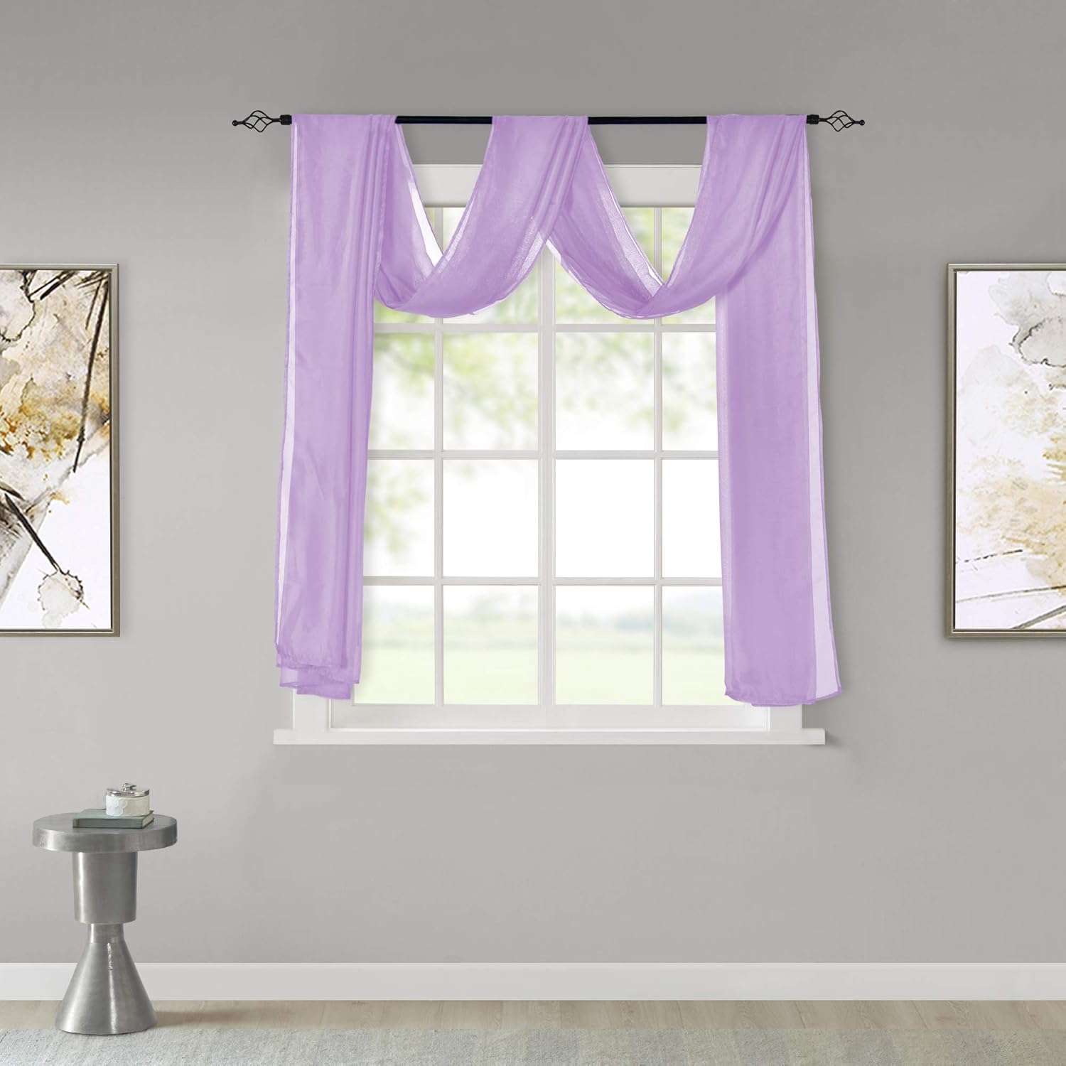 KEQIAOSUOCAI - Cortinas transparentes para ventana, cenefas para sala