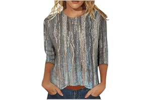 SLQDGMRYZ 3/4 Sleeve Shirts for Women Loose Fit Crewneck Dressy Casual Tops Lightweight Solid Color Comfy Cute T Shirts