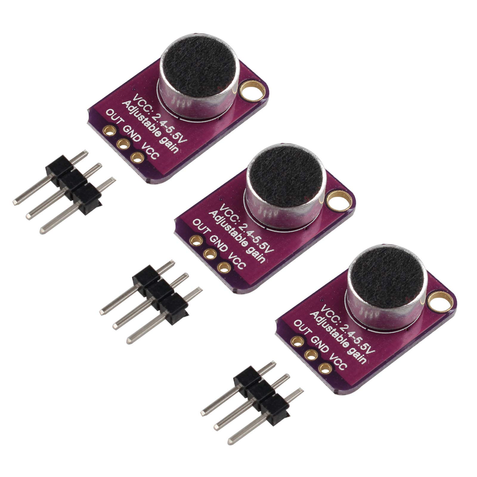 HALJIA 3PCS MAX4466 Electret Microphone Amplifier MAX4466 Sound Sensor Module Adjustable Gain Module Breakout Sensor Board Compatible with Arduino