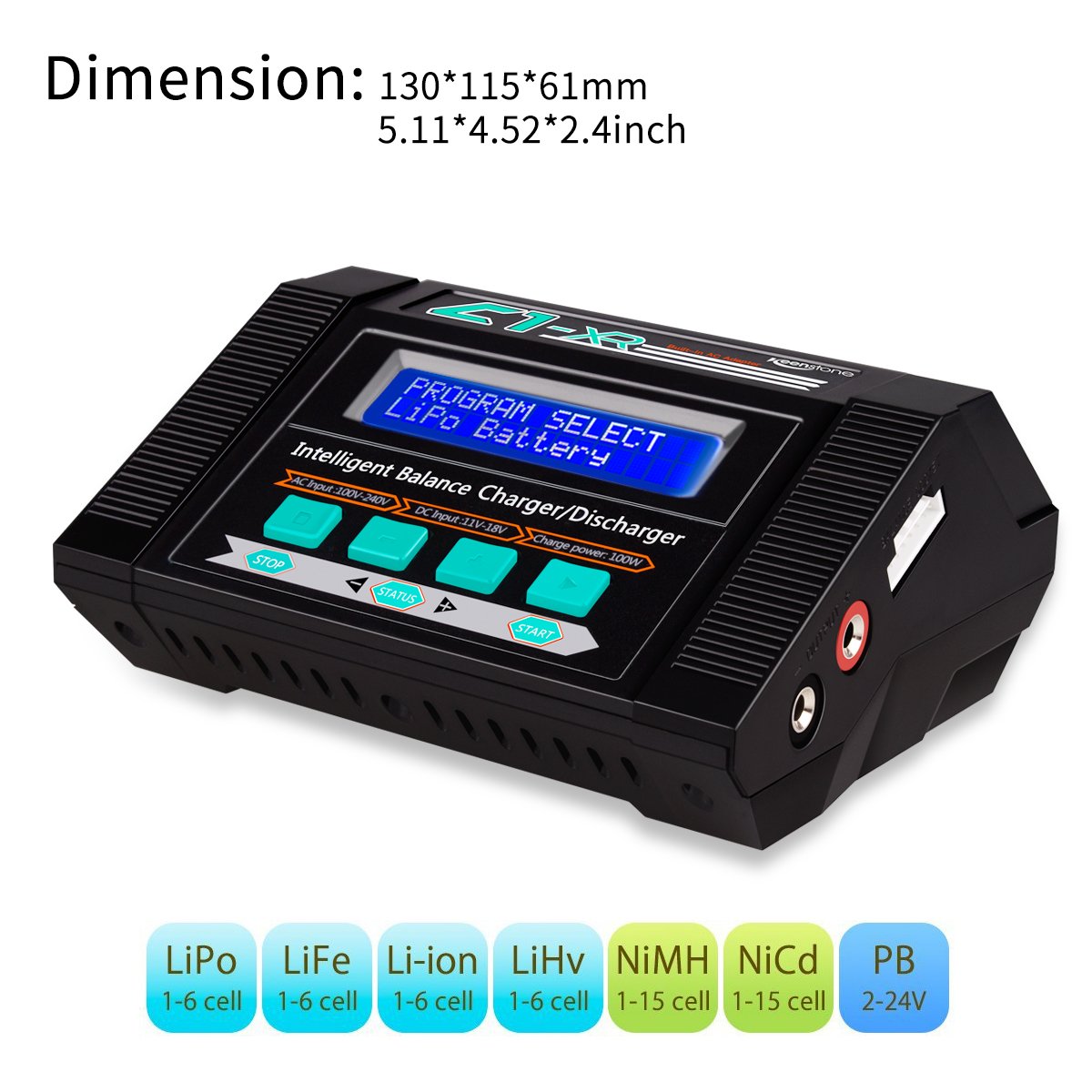 Keenstone Lipo Battery Charger Discharger with Low Voltage Checker 10A 100W AC/DC 1S-6S Digital Battery Pack Charger for Li-Po Li-Hv Li-Ion Li-Fe NiMH Ni-Cd Pb