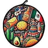 COOQUI 12” Tortilla Warmer – Insulated Microwave-Safe Tortilla Holder for Corn & Flour | Reusable Fabric Tortillero | Keeps Tortillas Warm | Mexican Kitchen