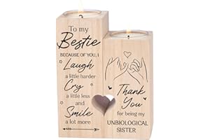 CREEK BROOK Double-Sided Printing - to My Bestie Because of You I Laugh a Little Harder Thank You for Being My Unbiological Sisters Personalized Friendship Birthday Gift Bestie Friend Candle Holder Sister