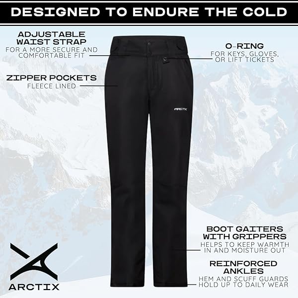 ARCTIX WOMEN’S INSULATED SNOW PANTS, BLACK, SMALL SHORT