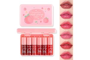 MINILING 6 Colors Liquid Tint Stain,Korean Lip Gloss Moisturizing Natural,Multi-Use Lip and Cheek Tint Stain,Long-Lasting & Non-Stick Cup,Vivid Color