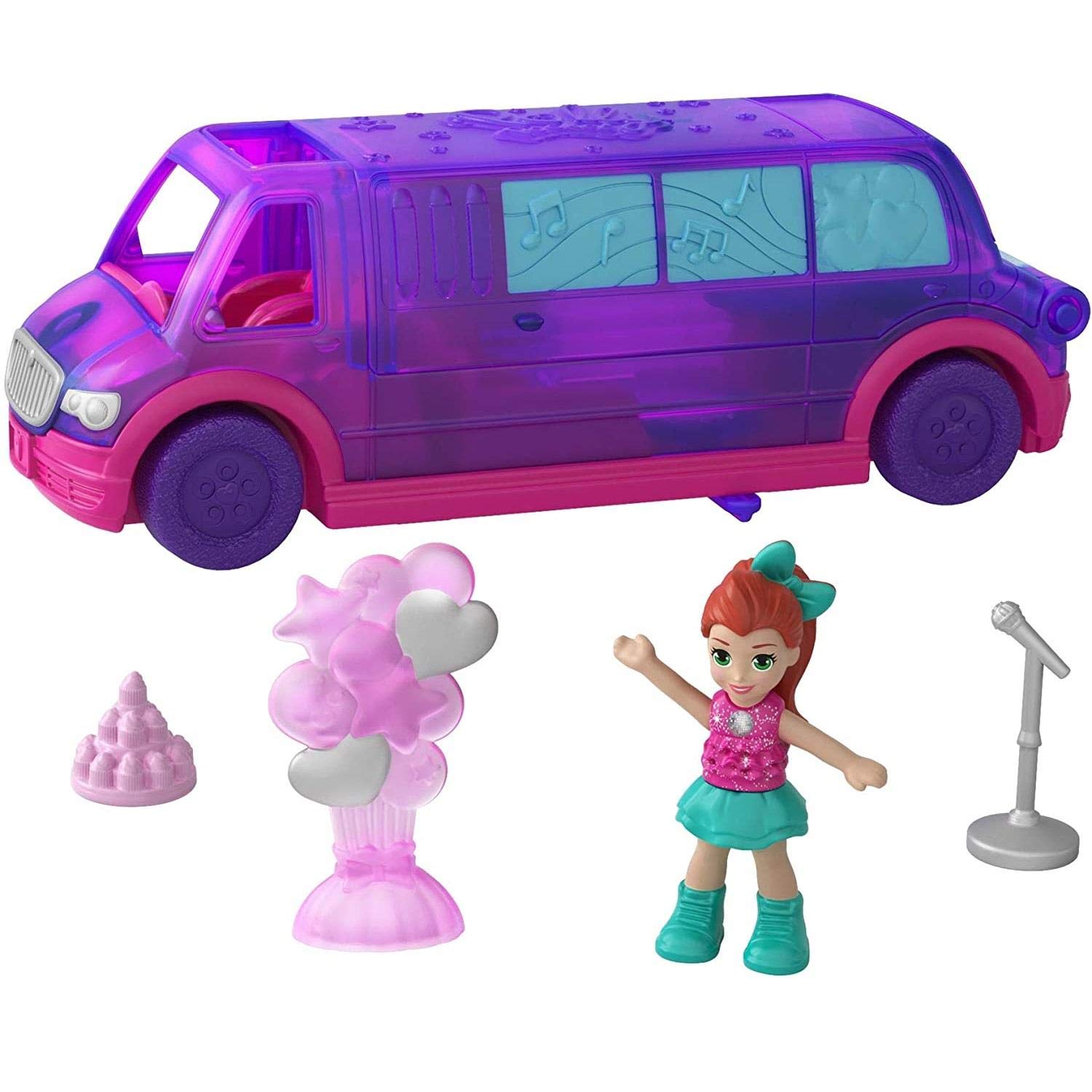 Polly Pocket Pollyville Party Limo with Play Areas, Lila Doll & More
