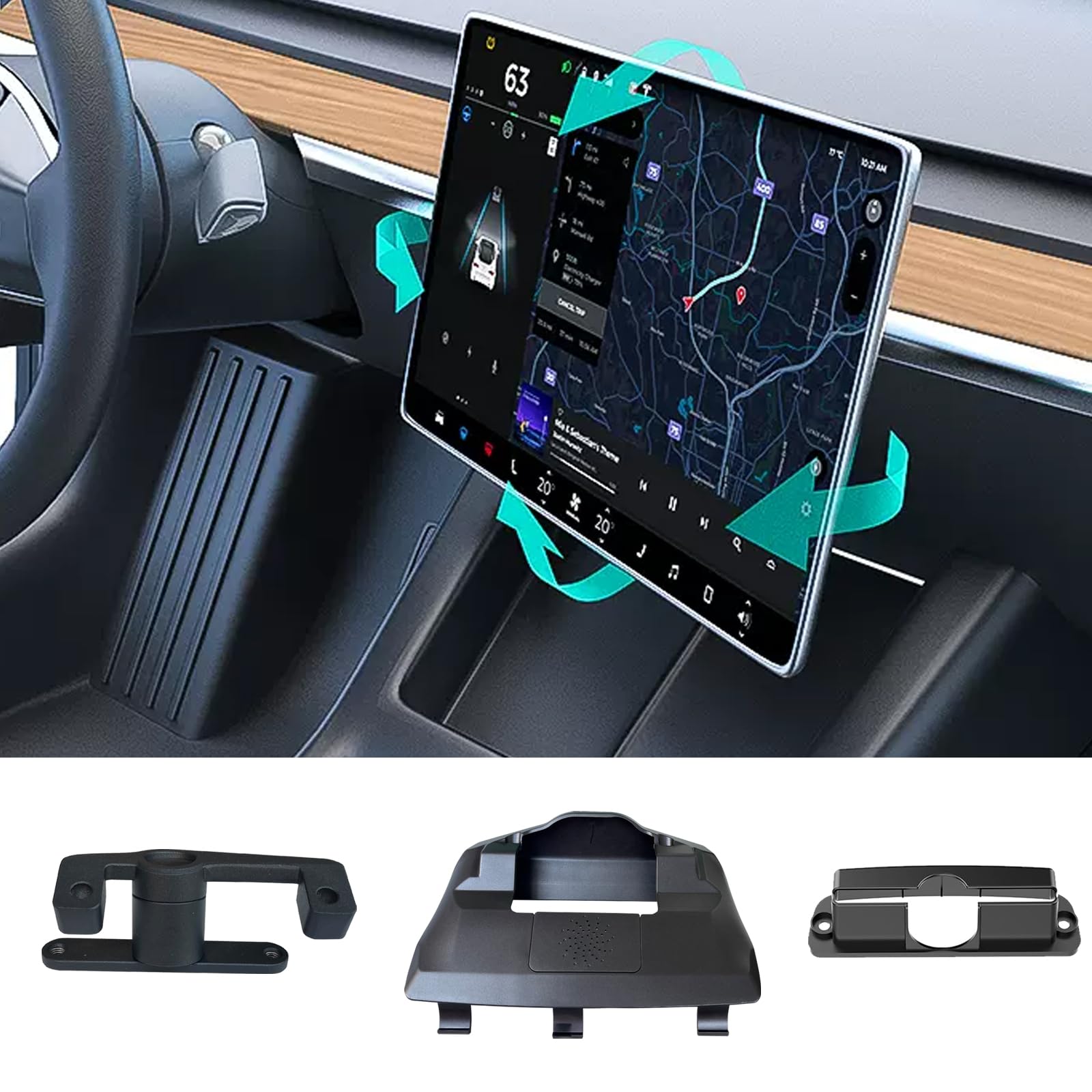 Photo 1 of EYSENC Upgraded Screen Tilt Swivel Hinge Mount for Tesla Model 3 2017-2023 and Tesla Model Y 20-24, 4 Way Rotation Adjustment Center Console Screen Rotating Hinge Holder