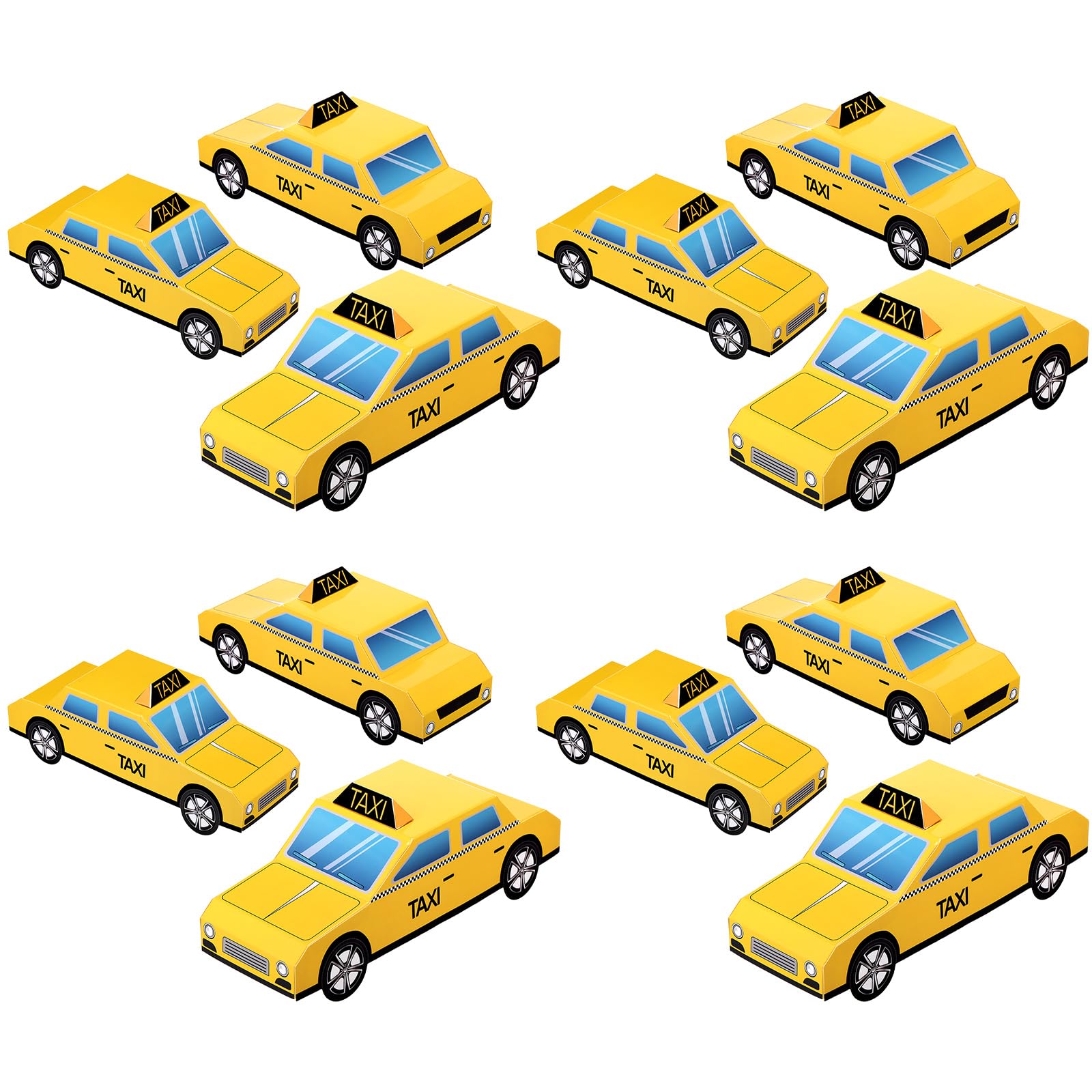 Photo 1 of Saypacck 12 Pcs New York Party Decorations Nyc City 3D Taxi Cab Centerpieces 3. 5" x 10. 5" Yellow Cars Table Decorations Nyc Driving Themed Party