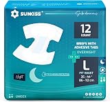 SUNKISS Adult Nappies Overnight Heavy Absorbency Large 12 Count