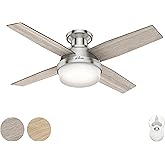 Hunter Fan 44 Inch Fresh White Indoor Ceiling Fan with Light and Remote Control, 4 Blades for Bedroom, Living Room, Office, B