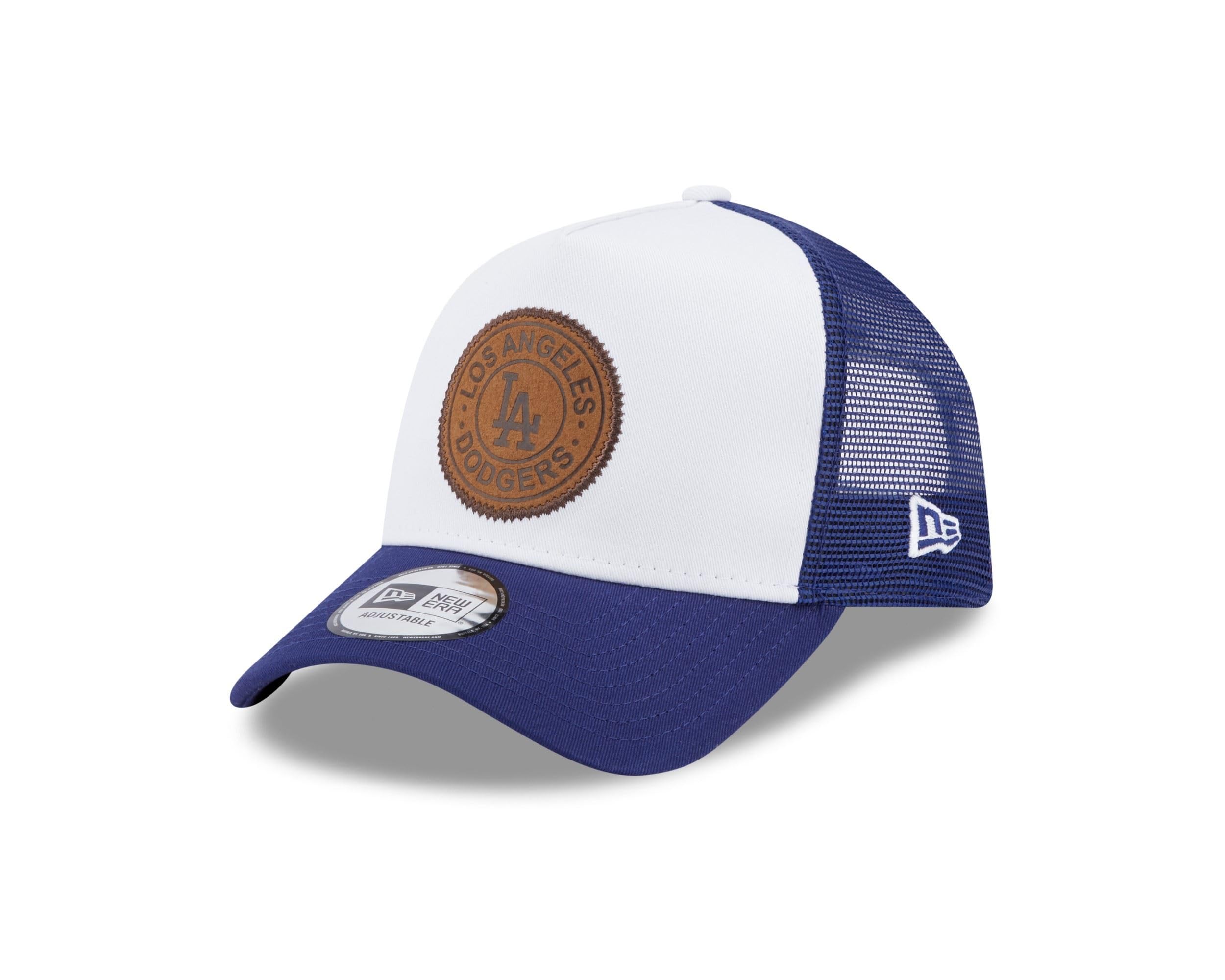 New Era Los Angeles Dodgers MLB Team Patch Royal White A-Frame Adjustable Trucker Cap - One-Size
