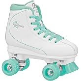 Roller Derby Roller Star 600 Women's Roller Skates - White/Mint - Size 10 | Quad roller skates with supportive boots, durable chassis and smooth-rolling urethane wheels for indoor or outdoor skating.