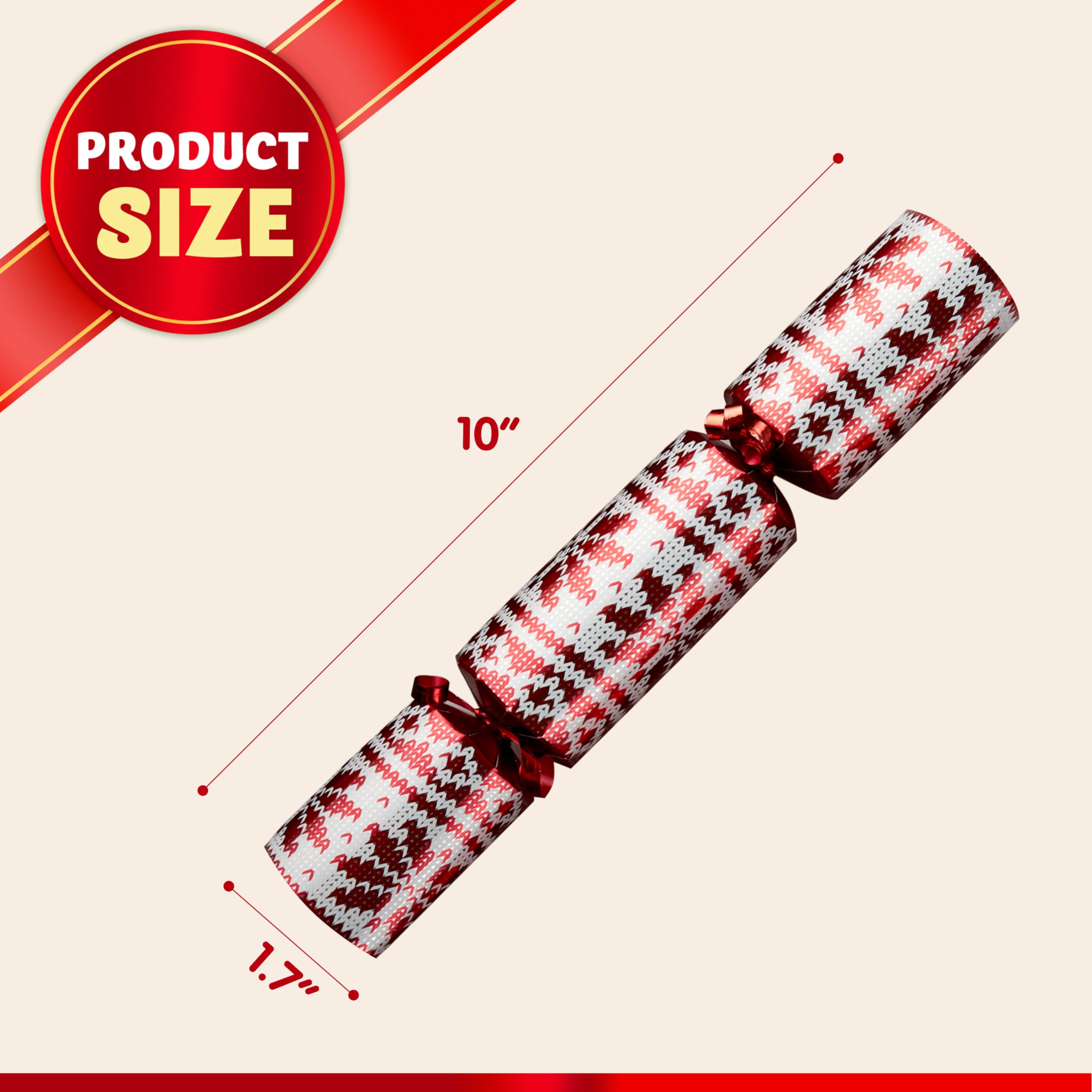 JOYIN 10 Pack Christmas Party Favor Non-Snap Red Deluxe Snowflake Design Party Table Favors with Holiday Party Favor Supplies for Kids and Adults, Christmas Parties, Dinners and Holidays