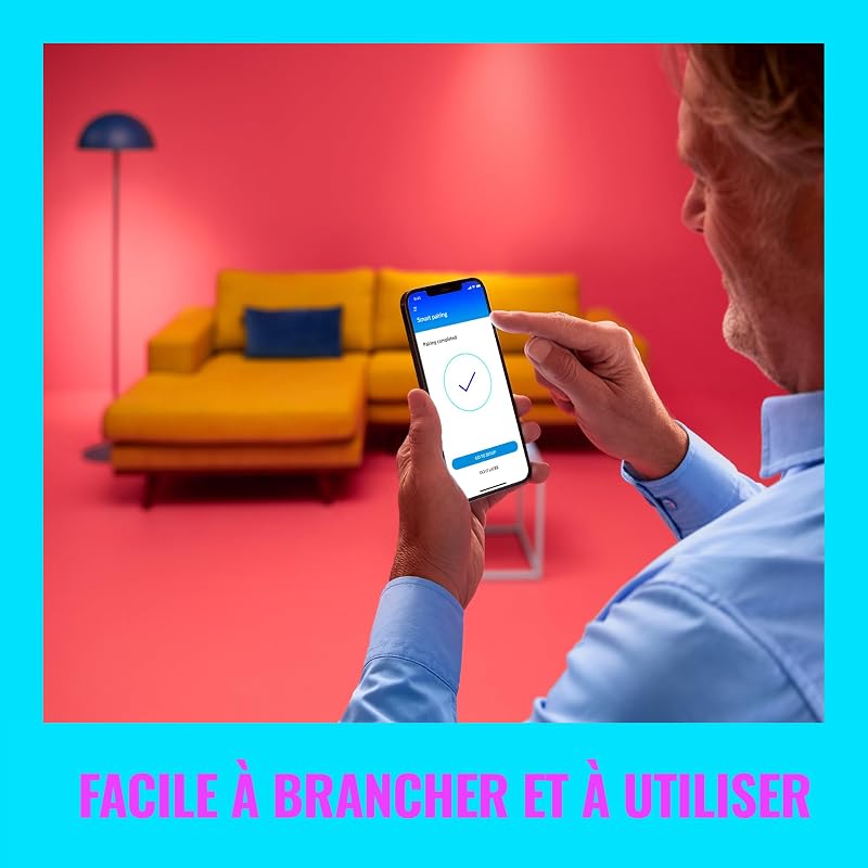 , ampoule LED connectée Wi-Fi couleur E14, équivalent 40W, 470 lumen, lot de 2, fonctionne avec Alexa, Google Assistant et Apple HomeKit