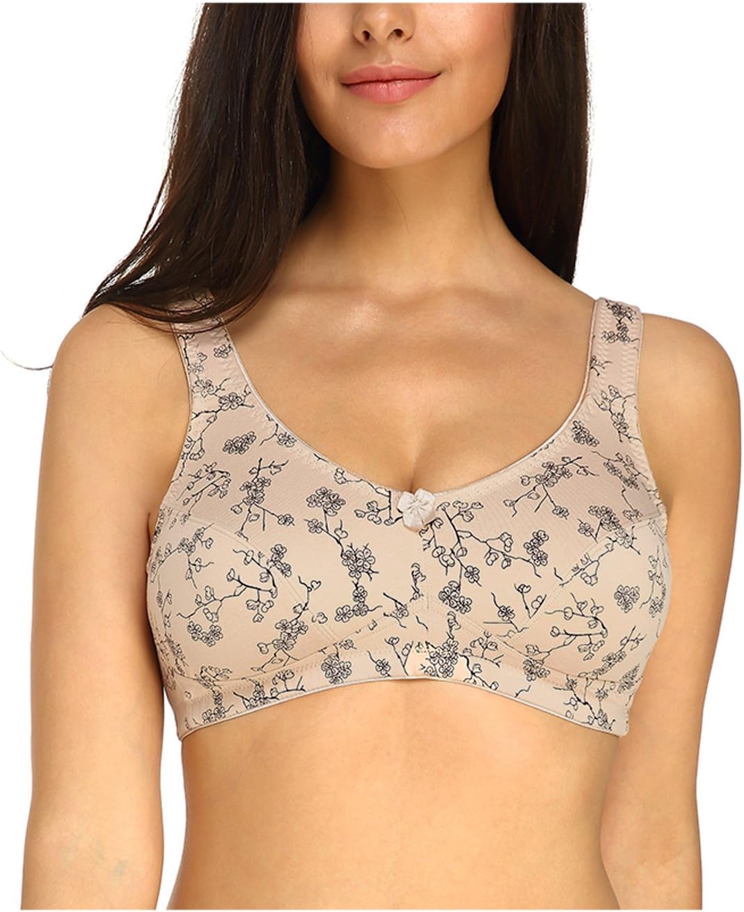 KISSLACE Women Cotton Bra Full Coverage Wire-Free No Padded Floral Comfort Plus Size Minimizer Bras