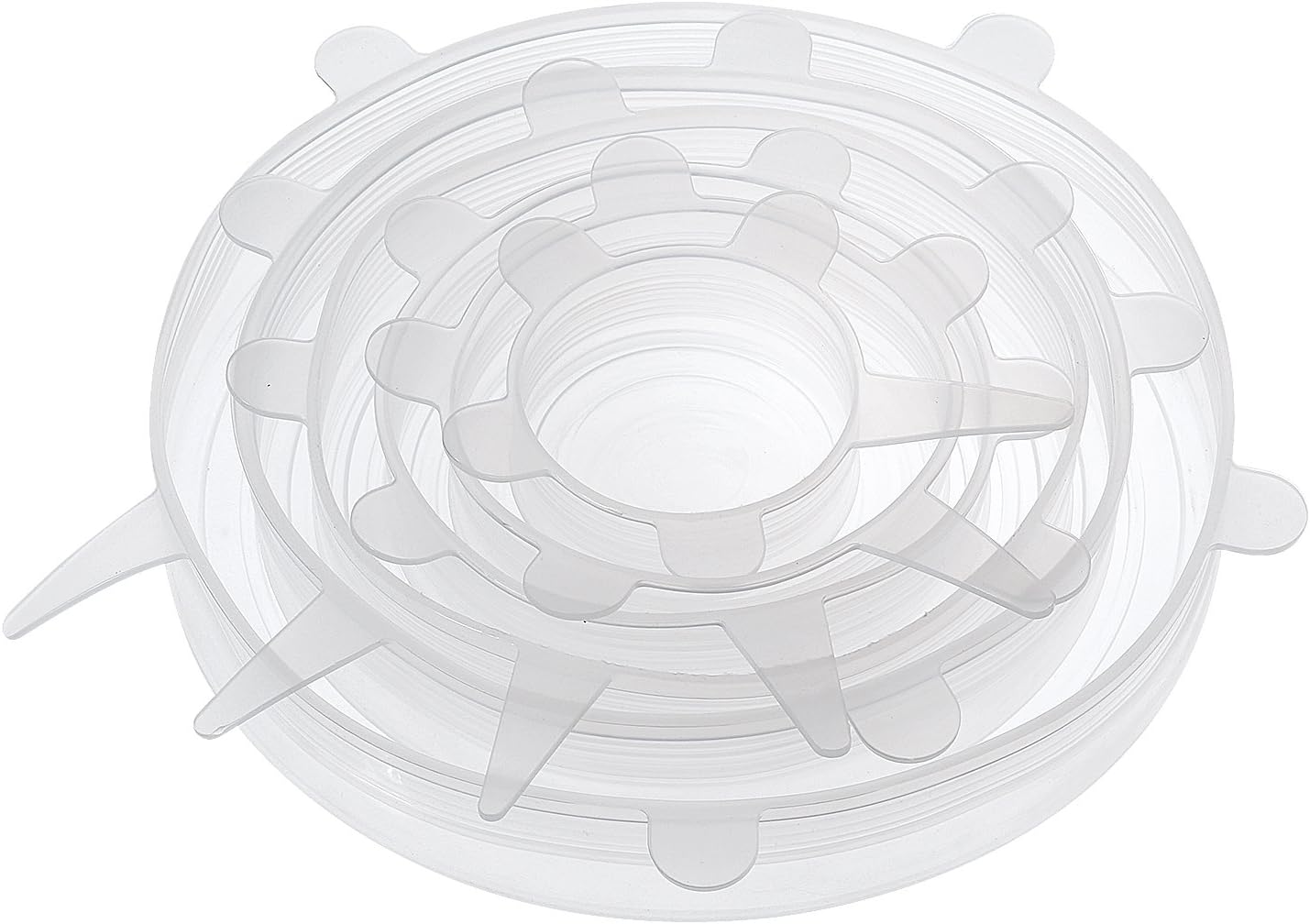 Marx Silicone Stretch Lids,Set of 6 Multi Size Reusable Silicone Lids Food and Bowl Covers ,Dishwasher and Freezer Safe (White)