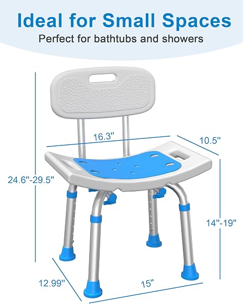 HOMLAND SHOWER CHAIR FOR INSIDE SHOWER WITH REMOVABLE BACK, 400 LBS HEAVY DUTY BATH SEAT FOR BATHTUB, SAFETY BATH STOOL FOR SENIORS AND DISABLED, ALUMINUM ALLOY FRAME