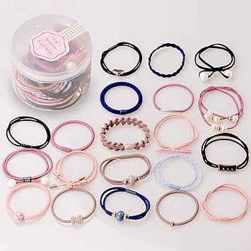 Seatecks Elastic Hair Ties Set 20pcs Hair Bands Ropes Hair Ring