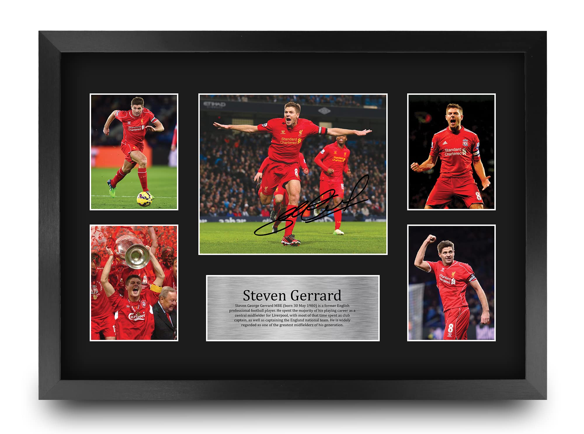 HWC Trading A3 FR Steven Gerrard Gift Signed Large Framed A3 Printed Autograph Liverpool Gifts Print Photo Picture Display