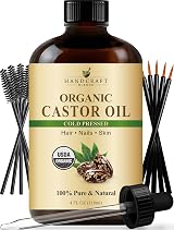 Handcraft Blends Cold-Pressed Organic Castor Oil 118 ml Glass Bottle
