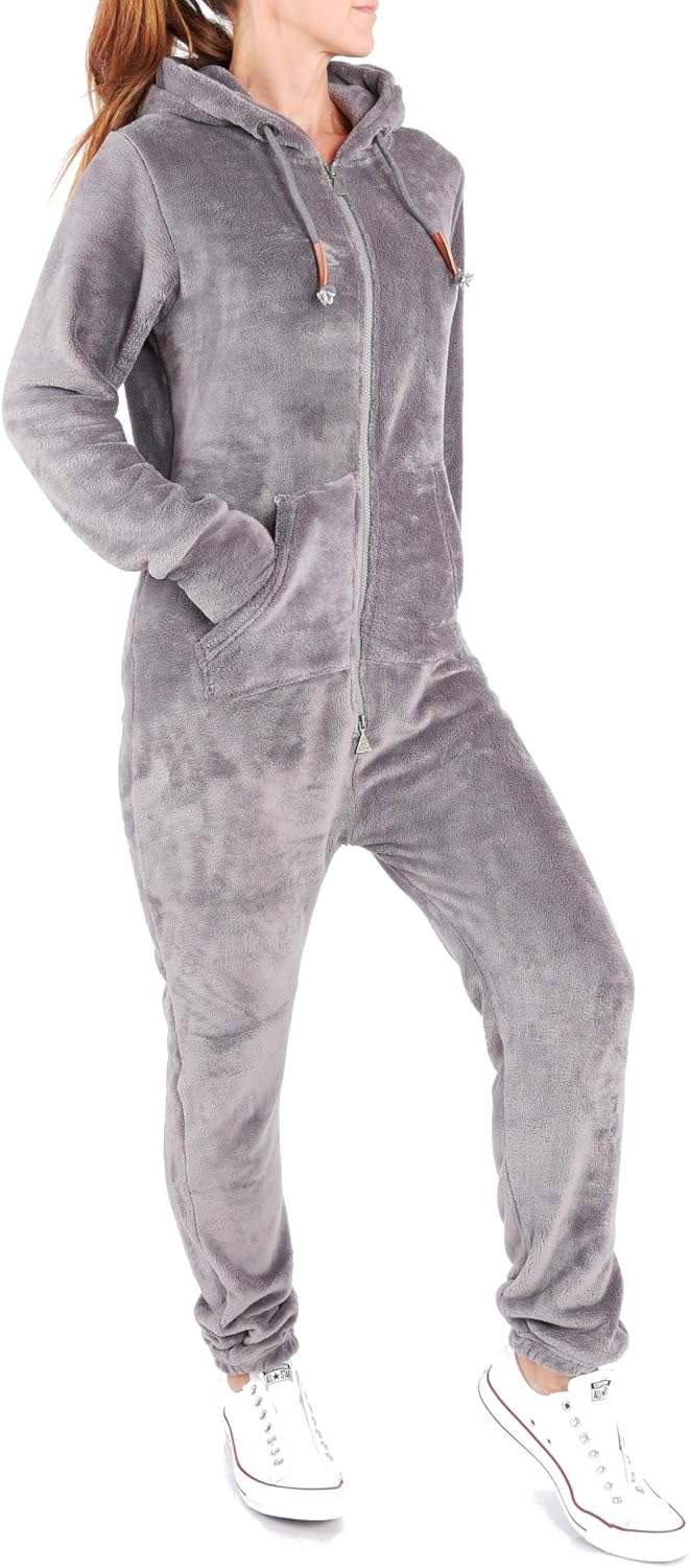 Jumpsuits Finchgirl F2001 Damen Jumpsuit Teddy Fleece Dunkelgrau Gr M