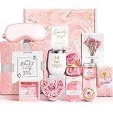 Birthday Gifts for Women, Self Care Gifts Christmas Box Get Well Soon Basket, Rose Relaxing Spa Gifts Care Package w/ Flannel Blanket, Unique Mothers Day Gift Idea for Mom Her Friend Sister (Pink)