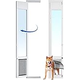 Large Dog Door for Sliding Glass Door,Openable Pet Door for Sliding Glass Doors, All-Metal Framed &amp; Panel &amp; Lock, Adjustable 75 7/8" to 81" Slider Height -Large