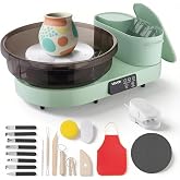VEVOR Pottery Wheel for Adults, 14" and 11" Turntables, 450W Electric Table Top Pottery Wheel with Foot Pedal, 30-300 RPM Adjustable Speed, Aluminum Body, for Beginners, DIY Clay Art Craft, Green