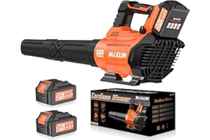 MIXUN Cordless Leaf Blower - 580CFM/160MPH Electric Blower with 2 x 4.0Ah Batteries, Charger, Shoulder Strap, and 3 Speed Settings, Ideal for Lawn, Yard, Sidewalk, and Garage Cleaning (Orange)