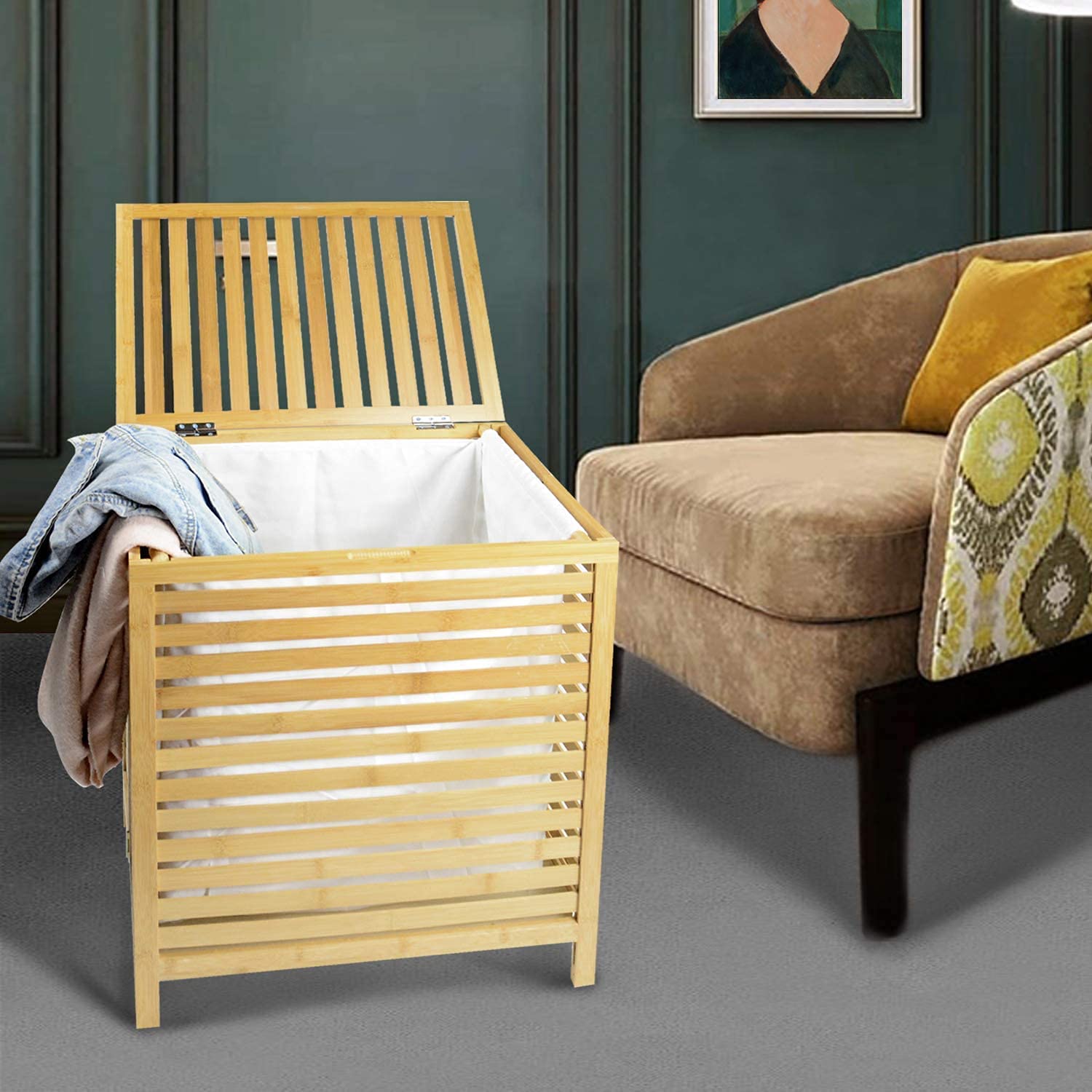 Laundry Hamper with Dual Compartments TwoSection Laundry Basket with