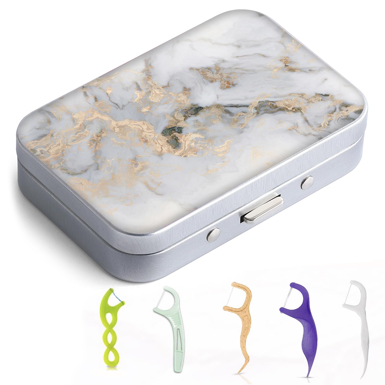 Photo 1 of Gerkia Dental Floss Case, Portable & Lightweight, Perfect for Travel, Hotels, Dinners, Appointments. Light Grey Marble
