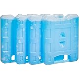 Amazon Basics Reusable Hard Sided Rectangular Ice Pack, 8.3" X 6.7" X 1.2", Blue, Pack of 4