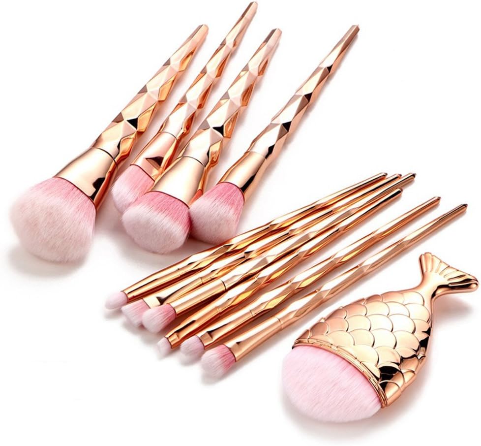 Wotryit 11pcs Docolor Eye Makeup Brushes Set Professional Cheap Mermaid Makeup Brushes, Suitable for Professional Use or Home Usesh set which includes all the basics you need for daily applicati