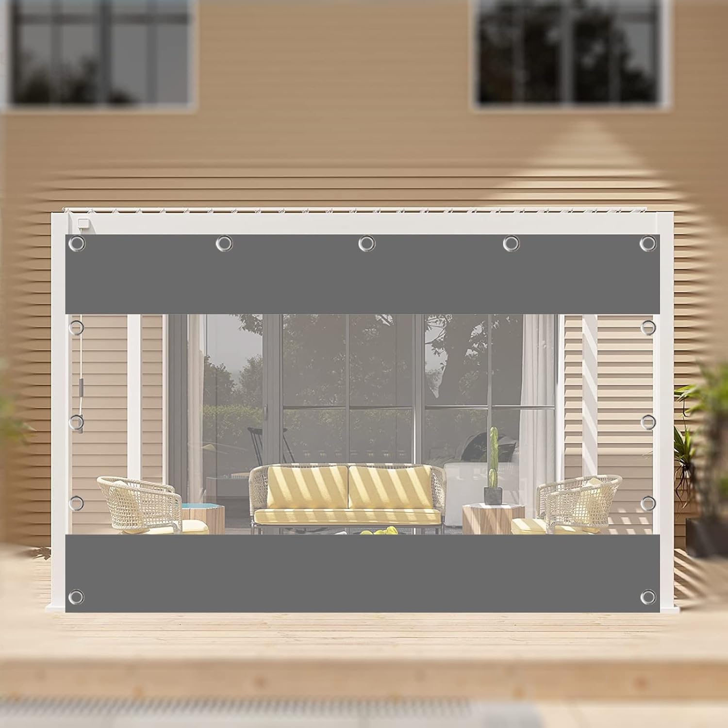 Outdoor Curtains - CghhDY Outdoor Gazebo Transparent Curtain, Waterproof Transparent PVC Tarpaulin with Eyelets, Transparent Vinyl Panel for Patio Porch Partition, Customizable (Color : Lxh , Size : 3.8x2.5m )
