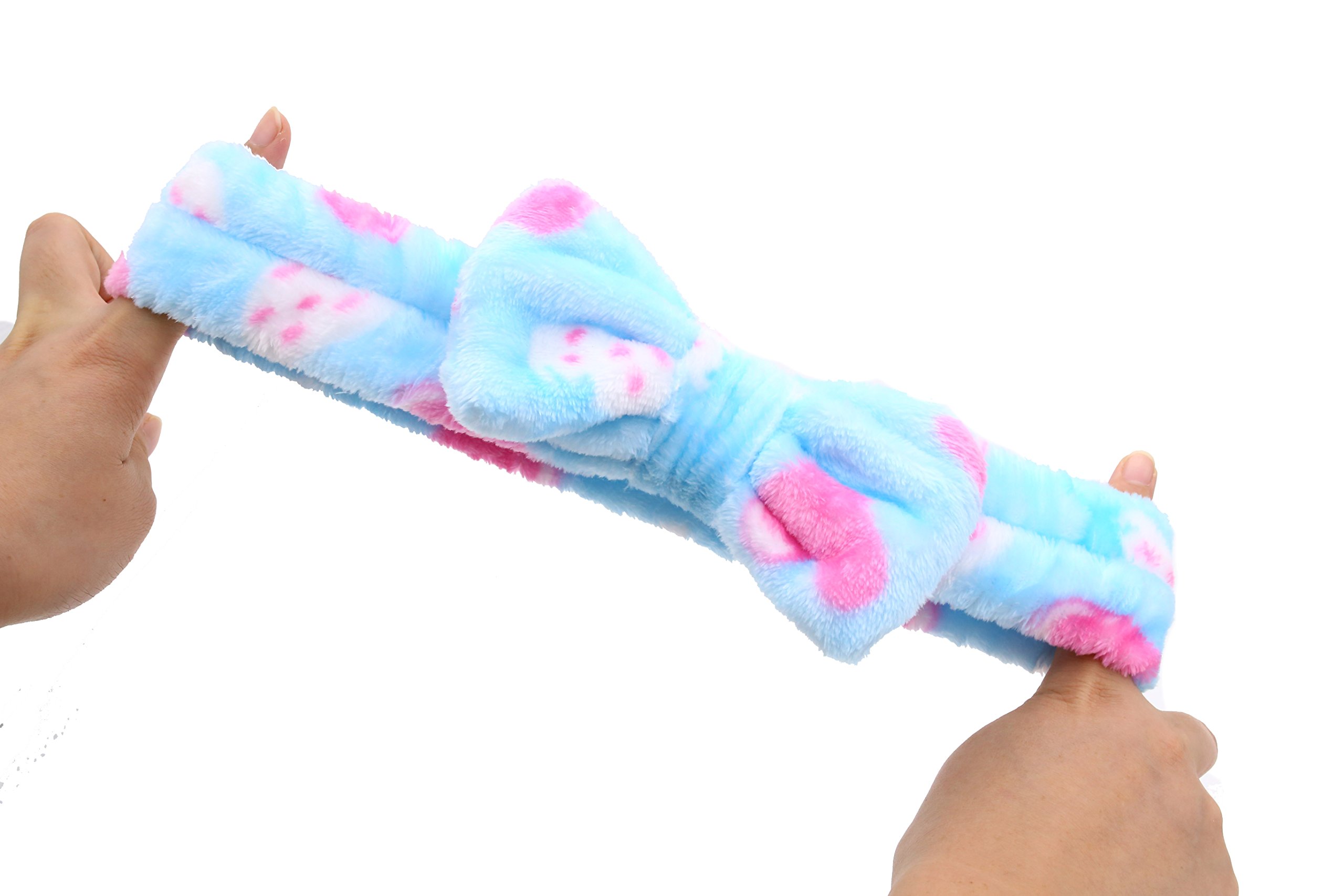 Bow Hair Band, Soft Carol Fleece Hairlace Headband Bowknot Bow Makeup Shower Headbands for Washing Face Shower Spa Mask, Multiple Styles, 6 PCS