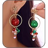 ZXYMHL Christmas Earrings for Women Snowflake Candy Cane Dangle Earring Snowman Earrings for Winter Holiday Jewelry Accessories
