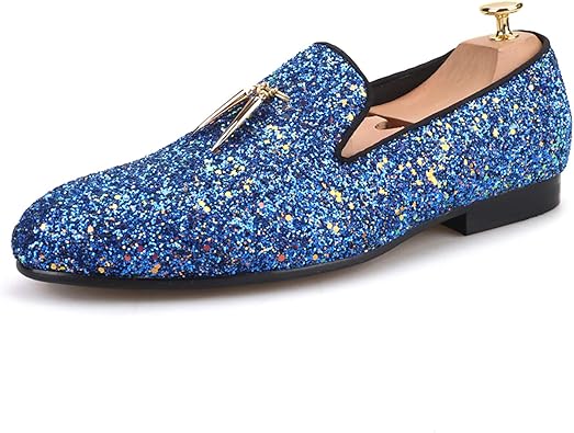 blue and gold loafers
