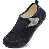 LeIsfIt Mens Slippers Wide House Shoes Adjustable Diabetic Shoes Non-slip Arthritis Swollen House Slippers Indoor Outdoor Slipper Shoe