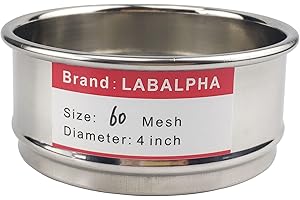 LABALPHA 60 Mesh Lab Sieves, Test Sieve #60 Mesh, 4'' Diameter, 304 Stainless Steel Wire Cloth (0.3mm)