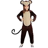 Child Monkey Halloween Costume | Hooded Monkey Jumpsuit with Tail for Boys and Girls | Fun Animal Outfit