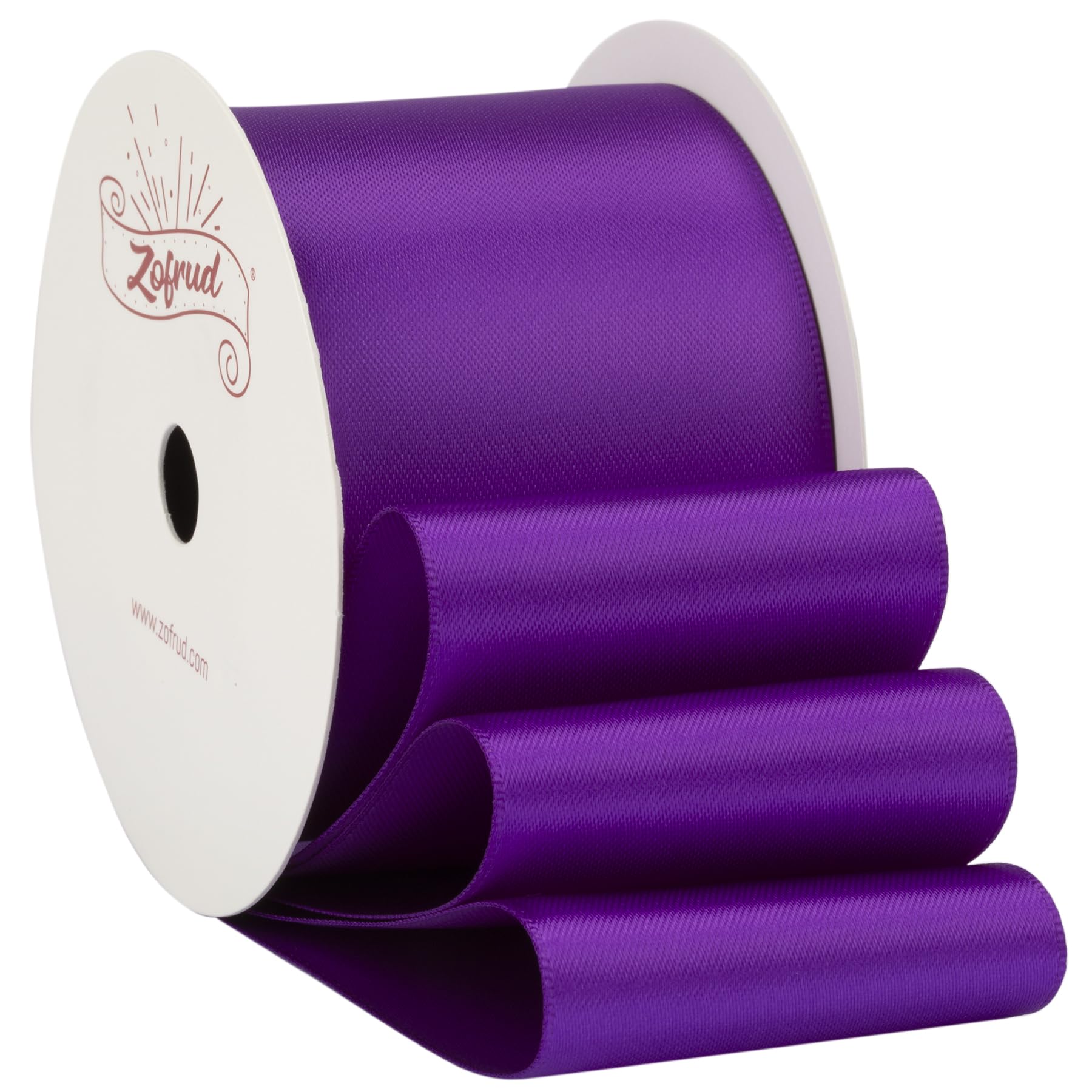 Zofrud Purple Satin Ribbon 50mm x 9 Meters - Ideal for Crafts, Gift Wrapping, Flower Bouquet, and Weddings