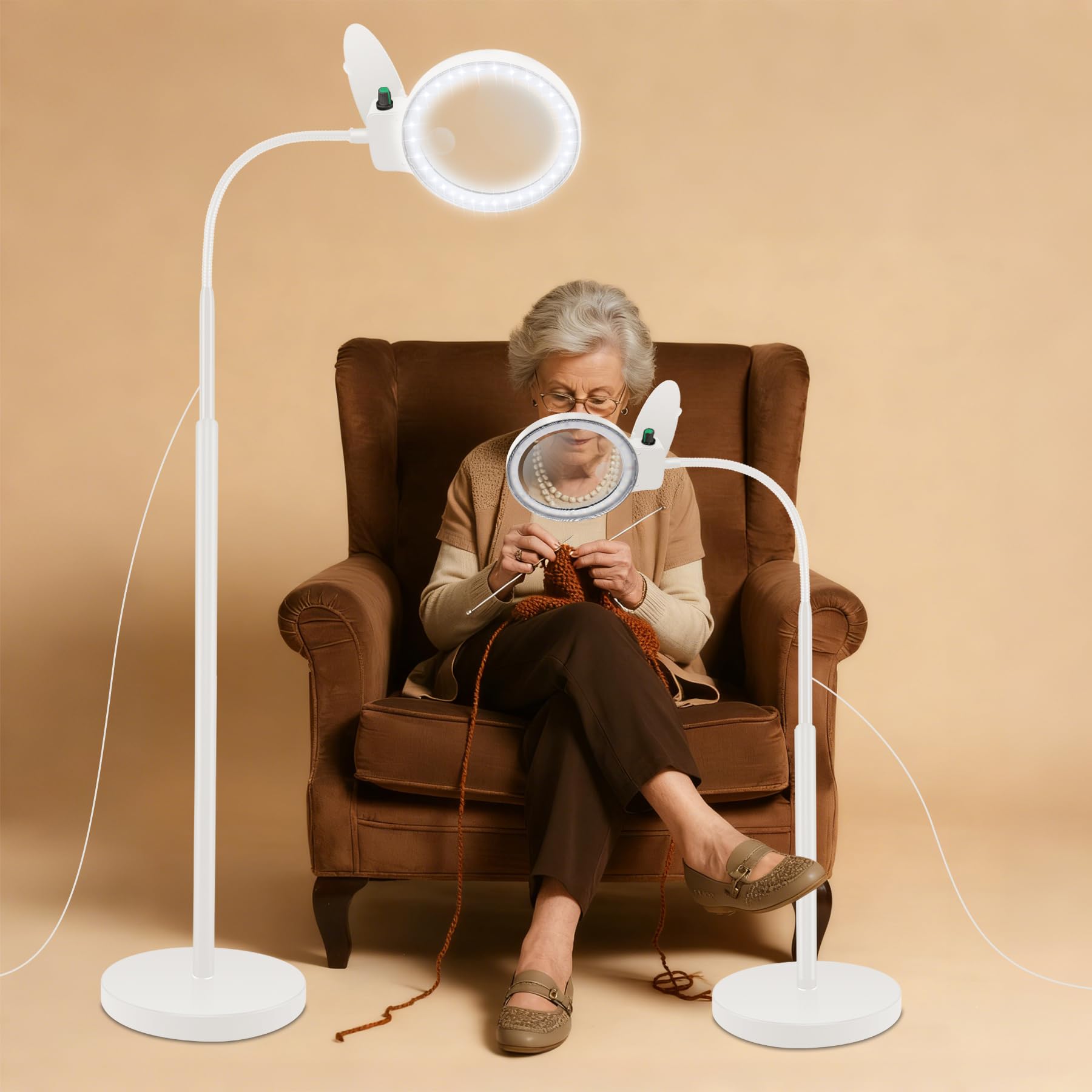 Photo 1 of 10X 20X Magnifying Glass with Light and Stand, 36 LED Dimmable Floor Magnifying Lamp, 3-in-1 Adjustable Gooseneck Lighted Magnifier for Reading, Sewing, Crafts, Close Work etc