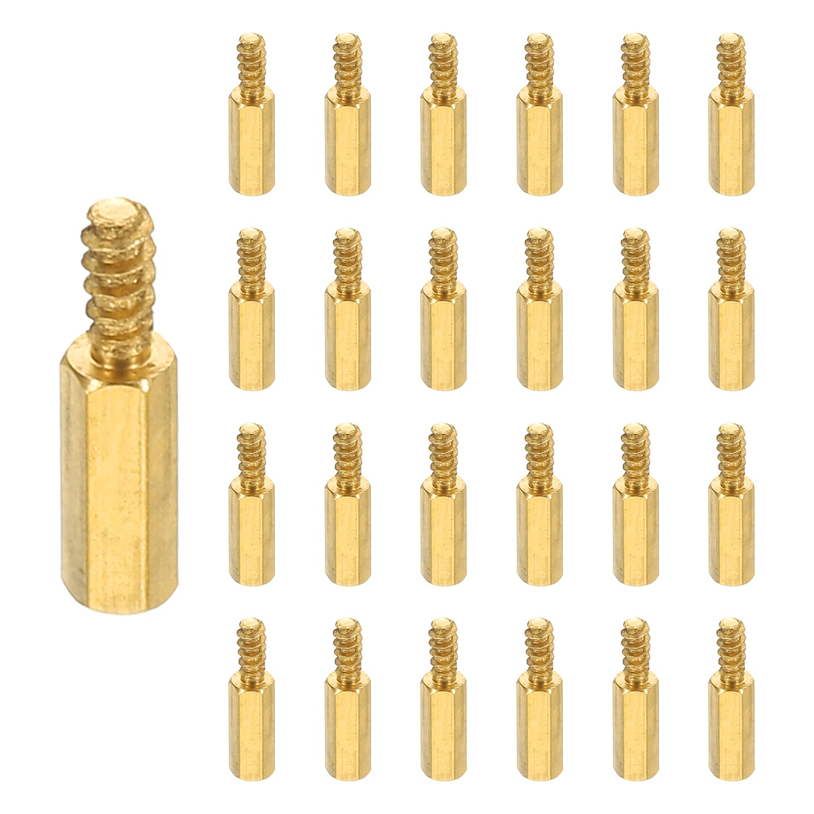 PATIKIL 24pcs M2 Male to Female Self-Tapping Hex Standoffs Spacers Pillars, M2 8+5mm Brass Motherboard Standoffs Copper — image 1