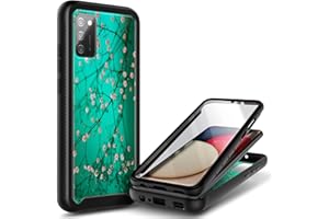 NZND Case for Samsung Galaxy A02S with [Built-in Screen Protector], Full-Body Shockproof Protective Rugged Bumper Cover, Impact Resist Durable Phone Case (Plum Blossom)