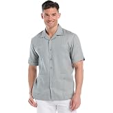 Cubavera Men's 100% Linen Short Sleeve Button-Down Guayabera Shirt (Available in Big &amp; Tall)