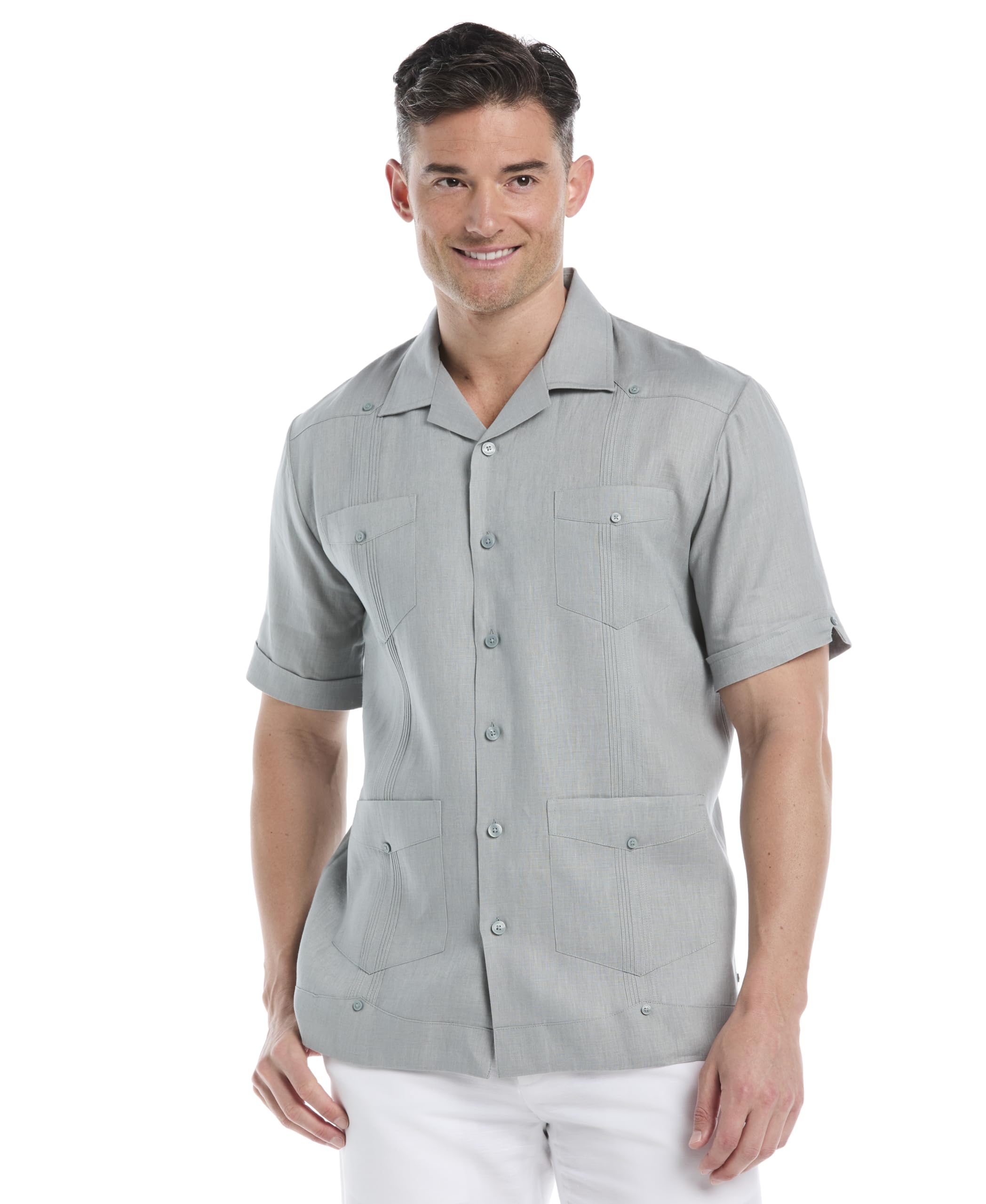 Cubavera Men's Big and Tall 100% Linen Four-Pocket Short Sleeve Button-Down Guayabera Shirt (Size Small - 5X), Abyss, 3X-Large Big Tall Image