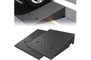 Lakexus 2PCS Rubber Curb Ramp, 20"*20"*7" Rise Threshold Ramp, Heavy Duty 7000Lbs Capacity Driveway Curb Ramp, Portable Shed Ramps for Low Cars Vehicle Motorcycle Wheelchairs Bikes